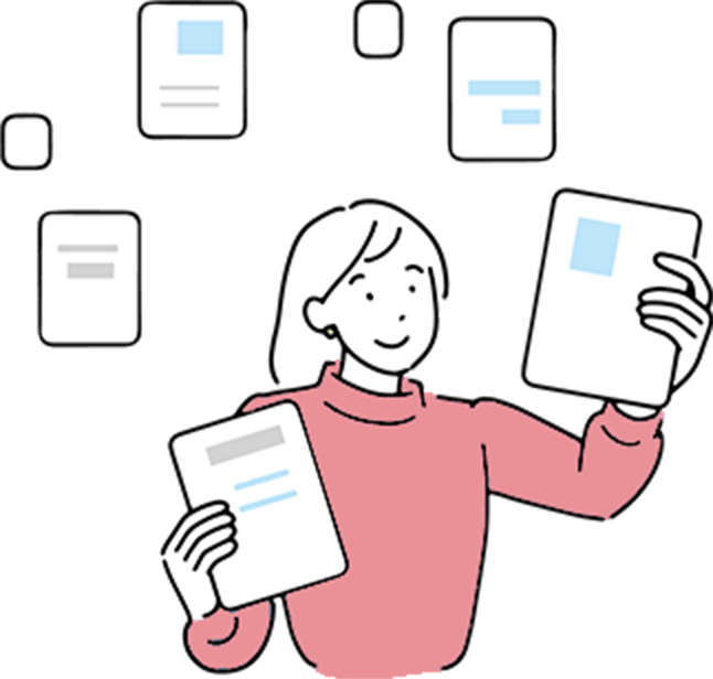 データを比較する働く女性のイラスト