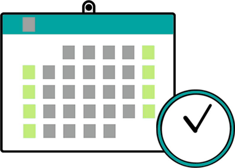 シンプルなカレンダーと時計のイラスト