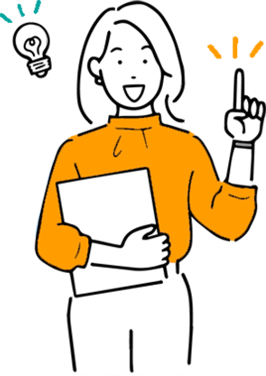 キャリアウーマンがアイディアを閃いたイラスト