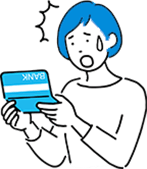 通帳の残高を見てショックを受ける女性のイラスト